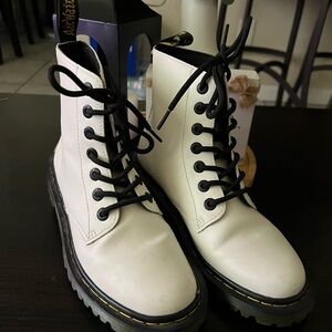 Dr. Martens White Leather Combat Boots